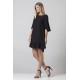 Vestido Curto Viscose Babado Preto