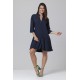 Vestido Curto Caxiri Botton Viscose Manga 3/4 Azul Marinho
