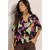 Blusa Gola V Manga Curta Estampa Noite Botânica