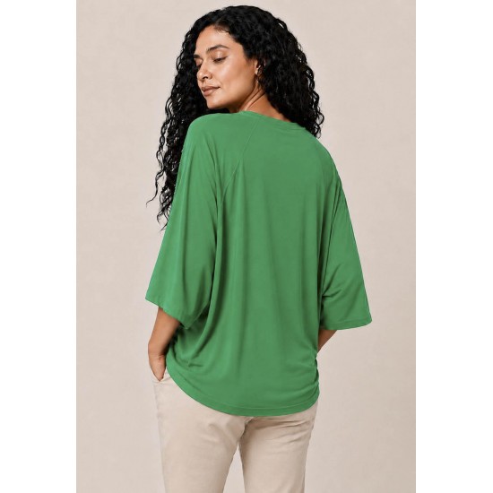 Blusa Ampla Morcego Guyrá Manga 3/4 Malha Verde 