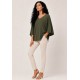 Blusa Ampla Morcego Guyrá Manga 3/4 Malha Verde Musgo