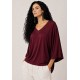 Blusa Ampla Morcego Guyrá Manga 3/4 Malha Bordô