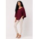 Blusa Ampla Morcego Guyrá Manga 3/4 Malha Bordô