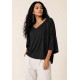 Blusa Ampla Morcego Guyrá Manga 3/4 Malha Preta