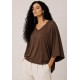 Blusa Ampla Morcego Guyrá Manga 3/4 Malha Marrom