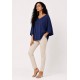 Blusa Ampla Morcego Guyrá Manga 3/4 Malha Azul Marinho
