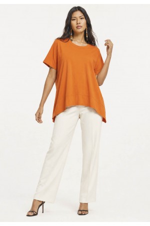 T-Shirt Ampla Malha Manga Curta Laranja