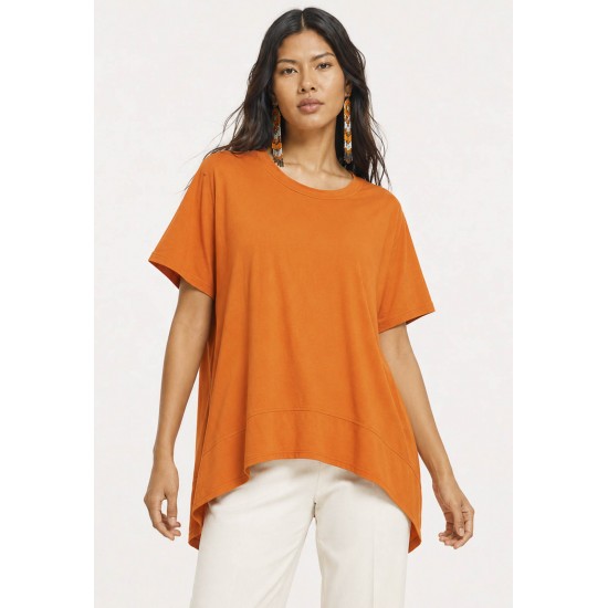 T-Shirt Ampla Malha Manga Curta Laranja