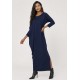 Vestido Longo Morcego Assimétrico Azul Marinho