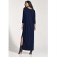 Vestido Longo Morcego Assimétrico Azul Marinho
