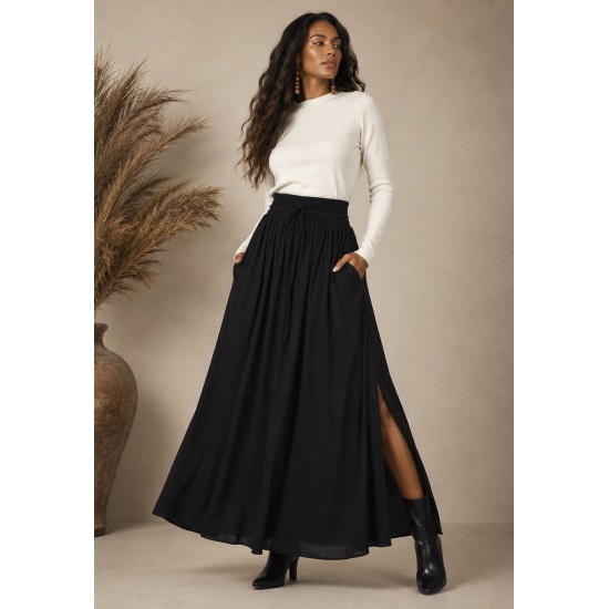 Saia Longa Viscose Preta