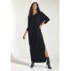 Vestido Longo Morcego Assimétrico Preto