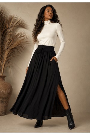 Saia Longa Viscose Preta