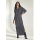 Vestido Longo Morcego Assimétrico Mescla