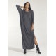 Vestido Longo Morcego Assimétrico Mescla