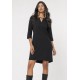 Vestido Chemise Curto Viscose Manga 3/4 Dobrada Preto