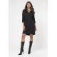 Vestido Chemise Curto Viscose Manga 3/4 Dobrada Preto