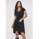 Vestido Mullet Malha Transpassado com Detalhe Vermelho Preto