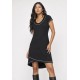 Vestido Mullet Malha Transpassado com Detalhe Branco Preto