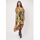Vestido Kaftan Mutum Detalhes nas Costas Estampa Jardim do Verão