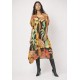 Vestido Kaftan Mutum Detalhes nas Costas Estampa Jardim do Verão