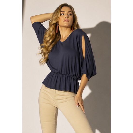 Blusa Mangaba Malha Azul Marinho
