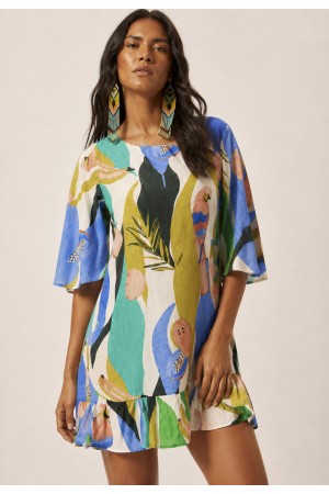 Vestido Curto Viscose Babado Selva Urbana