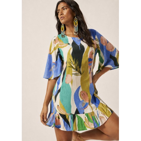 Vestido Curto Viscose Babado Selva Urbana
