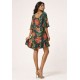 Vestido Curto Viscose Babado Estampa Explosão Floral