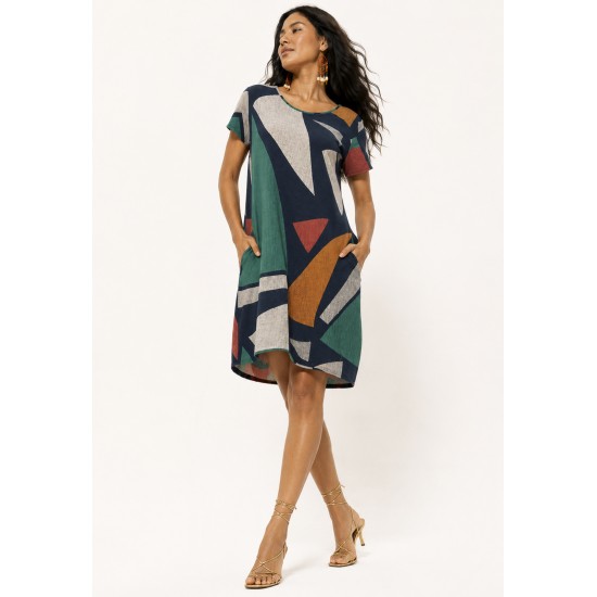 Vestido Curto Malha Amplo Always Estampa Geometrias do Tempo