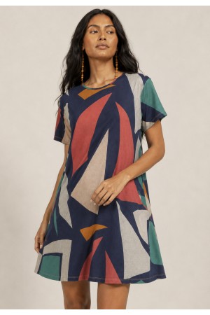 Vestido Amanayara Curto Malha Estampa Geometrias do Tempo