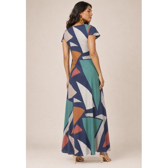 Vestido Amanara Longo Malha Geometrias do Tempo
