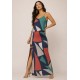 Vestido Longo Amana Malha Aberturas Estampa Geometrias do Tempo