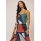Vestido Longo Amana Malha Aberturas Estampa Geometrias do Tempo
