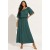 Vestido Midi Viscose Ciganinha com Lapela Verde