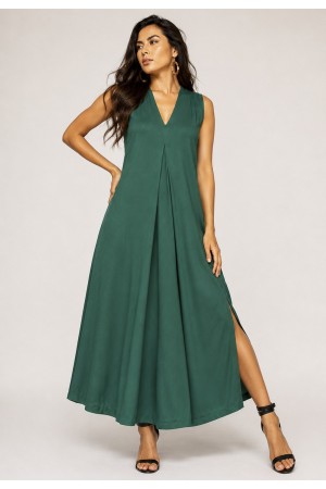 Vestido Longo Acará Malha Verde Musgo