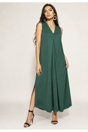 Vestido Longo Acará Malha Verde Musgo
