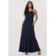 Vestido Longo Anambé Viscose com Bolsos Azul Marinho
