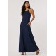 Vestido Longo Anambé Viscose com Bolsos Azul Marinho
