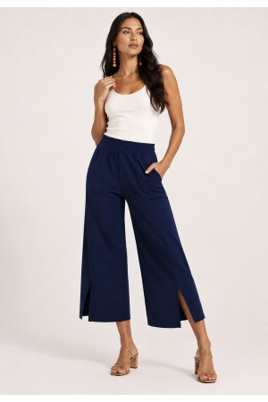 Calça Pantacourt Malha Azul Marinho