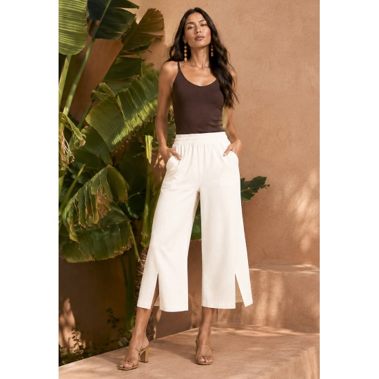 Calça Pantacourt Malha Off White