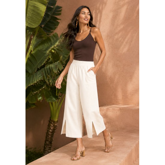 Calça Pantacourt Malha Off White
