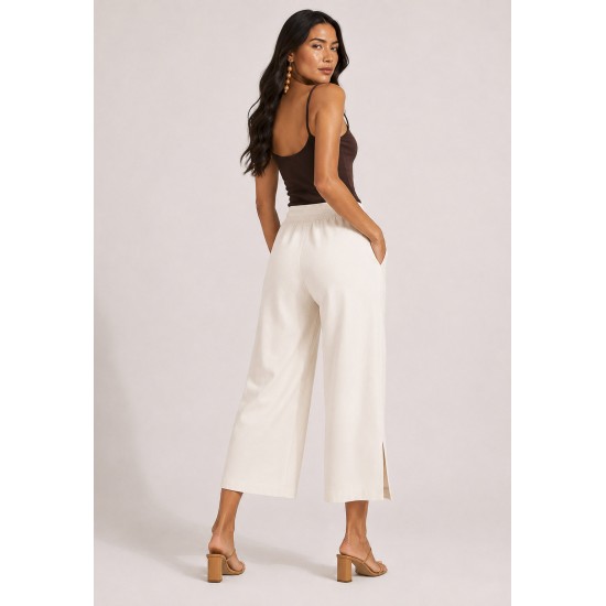 Calça Pantacourt Malha Off White