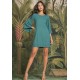 Vestido Curto Viscose Balli Manga Ampla Verde