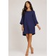 Vestido Curto Viscose Balli Manga Ampla Azul Marinho