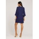 Vestido Curto Viscose Balli Manga Ampla Azul Marinho