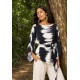 Blusa Viscose Poranga Asa da Noite Estampa Horizonte P&B
