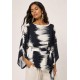 Blusa Viscose Poranga Asa da Noite Estampa Horizonte P&B