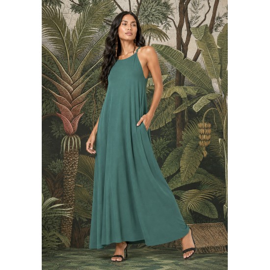 Vestido Longo Anambé Viscose com Bolsos Verde
