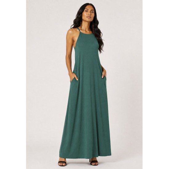 Vestido Longo Anambé Viscose com Bolsos Verde